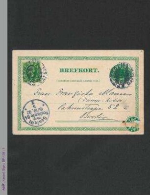 Postkarte von Ellen Key an Franziska Mann, hs