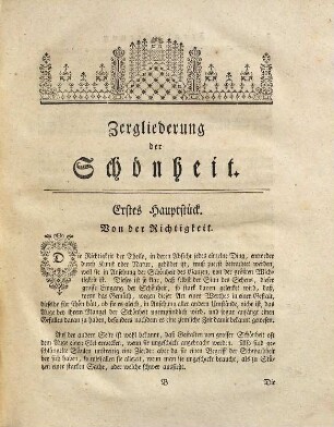 Zergliederung der Schönheit, die schwankenden Begriffe von dem Geschmack festzusetzen