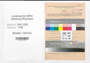 Entnazifizierung Heinrich Broeker , geb. 29.12.1913 (Arbeiter)