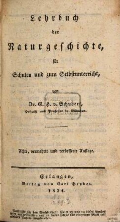 Lehrbuch der Naturgeschichte für Schulen und zum Selbstunterricht