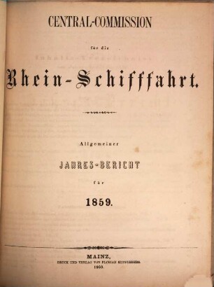 Allgemeiner Jahres-Bericht. 1859