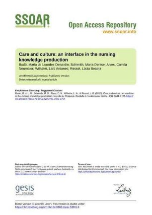 Care and culture: an interface in the nursing knowledge production