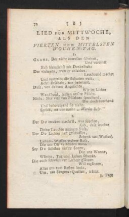 Lied Für Mittwoche, Als Den Vierten und Mittelsten Wochen-Tag.