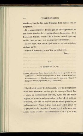 LV. Le Landgrave au Roi (21 juillet 1605)