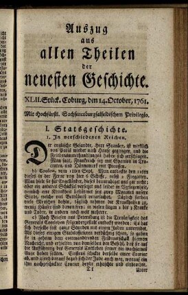 XLII. Stück. Coburg, den 14. October. 1761.