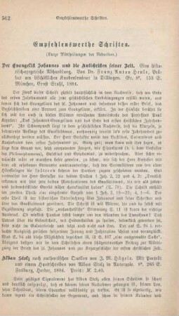 562-565 Empfehlenswerthe Schriften