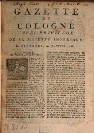 Gazette de Cologne. 1768