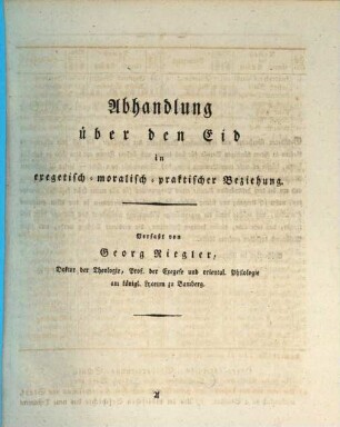 Abhandlung über den Eid in exegetisch-moralisch-praktischer Beziehung