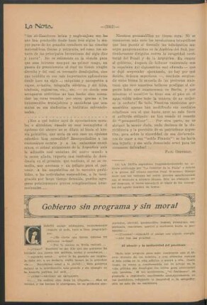 Gobierno sin programa y sin moral