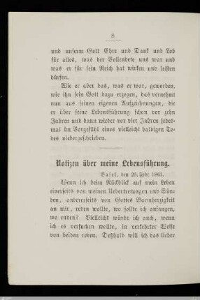 Notizen über meine Lebensführung