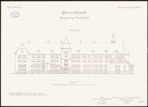 Lazarett der Artilleriekaserne, Wiesbaden: Zweigeschossiger Krankenblock: Aufriss Südostansicht 1:100