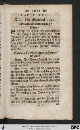 Caput XVII. Von den Verrenckungen.
