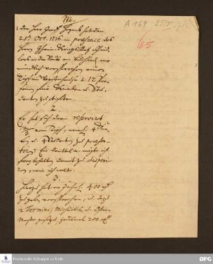 Teil der Vereinbarung zwischen August Hermann Francke und Ludwig Gebhard v. Hoym zur Stiftung eines Freitischs für 12 Personen.