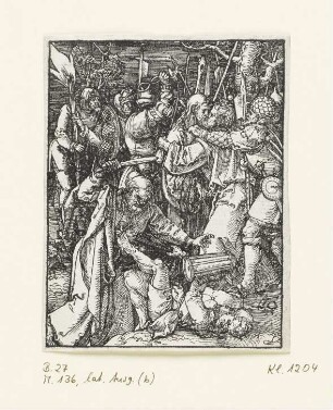 Gefangennahme Christi, Blatt 12 aus: Albrecht Dürer, "Passio Christi ab Alberto Durer Nurenbergensi effigiata cum varij generis carminibus Fratris Benedicti Chelidonij Musophili", Nürnberg 1511, S. Biiij