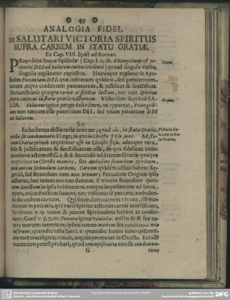 Analogia Fidei, De Salutari Victoria Spiritus Supra Carnem In Statu Gratiae