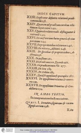 In Libro Tertio. de interprætatione seu Enunciatione.