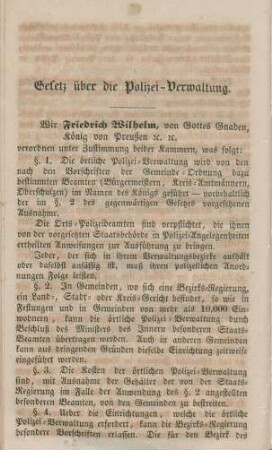 Gesetz über die Polizei-Verwaltung.