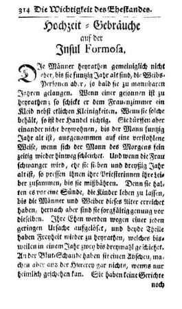 Hochzeit-Gebräuche auf der Insul Formosa.