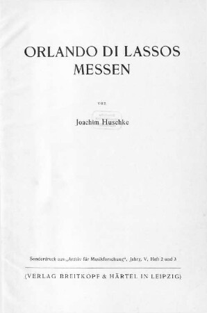 Orlando di Lassos Messen