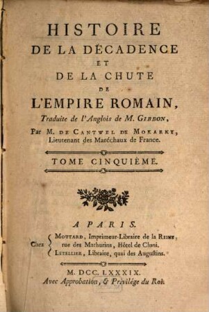 Histoire de la décadence et de la chûte de l'empire romain, 5