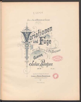Variationen und Fuge : über ein Thema von J.P.E. Hartmann : für Clavier : op. 38