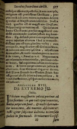 Articulus XVII. De Extremo Judicio.