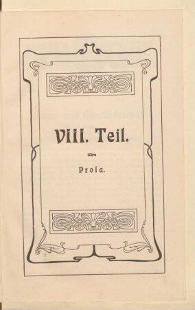 Viii. Teil. Prosa