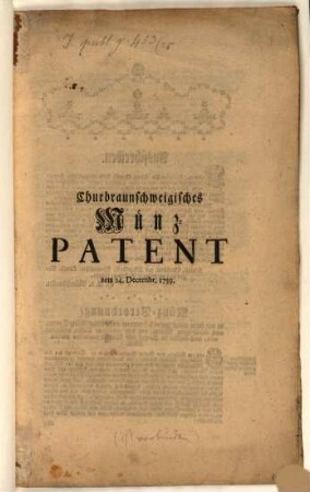 Churbraunschweigisches Münz-Patent vom 24. Decembr. 1759