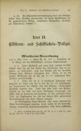Titel II. Elbstrom- und Schifffahrts-Polizei.