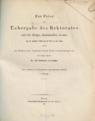 Chronik und Bericht : über das akademische Jahr .... 7. 1881/82. - 1882