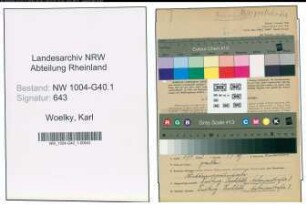 Entnazifizierung Karl Woelky , geb. 22.08.1906 (Reg.SEKRERTAR)