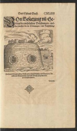 Das Sibend Buch. Von Besatzung und Gebäuw der wehrlichen Befestungen ...