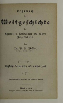 Theil 3: Geschichte der neueren und neuesten Zeit
