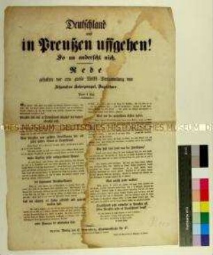 Satire aus Anlass des heftig umstrittenen Huldigungserlasses des preußischen Reichskriegsministers Eduard von Peucker vom 16. Juli 1848