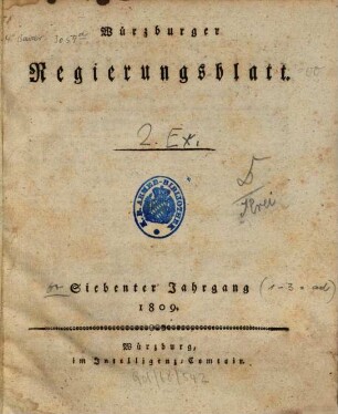 Würzburger Regierungsblatt. 7. 1809