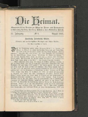 15. Jahrgang. No. 8. August 1905.