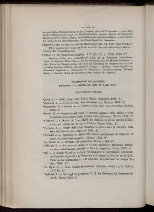 Pubblicazioni non periodiche pervenute all' Accademia nel mese di marzo 1885.