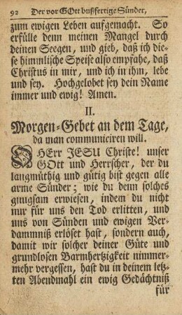 II. Morgen-Gebet an dem Tage da man communiciren will.