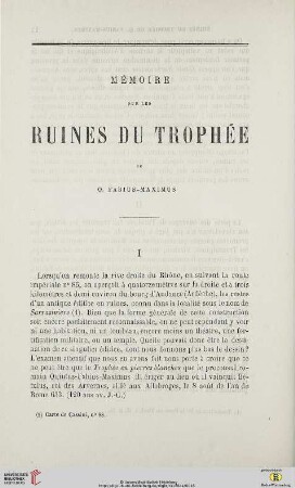 N.S. 10.1864: Mémoire sur les ruines du Trophée de Q. Fabius-Maximus