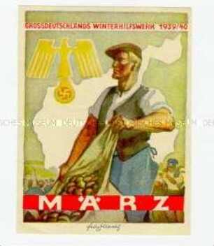 WHW-Abzeichen, Monatstürplaketten-Serie "Großdeutschlands Winterhilfswerk 1939/40", Haussammlung vom Oktober 1939 bis März 1940