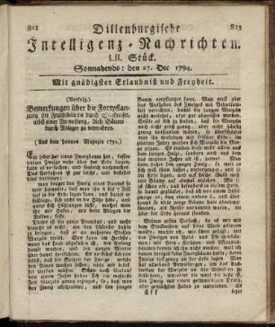 LII. Stück. Sonnabends: den 27. Dec. 1794.