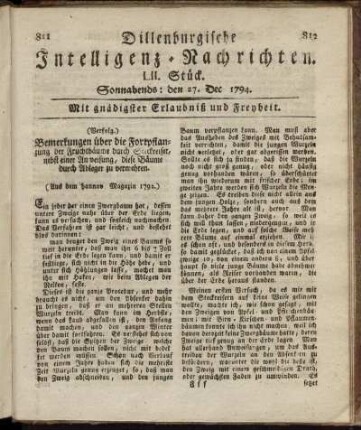 LII. Stück. Sonnabends: den 27. Dec. 1794.