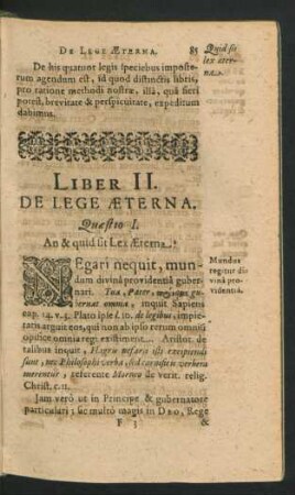 Liber II. De Lege Aeterna.