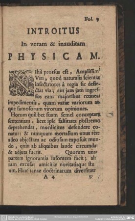 Introitus In veram & inauditem Physicam