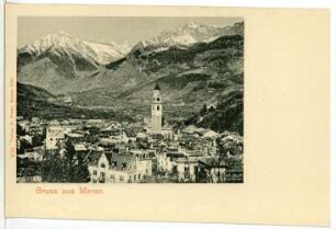Meran. Blick auf Meran und die Alpen