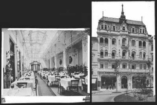 Marienbad. Hotel New York : Marienbad. Hotel New York (1839 begonnen), Kaiserstraße 50. Fassade und Speisesaal