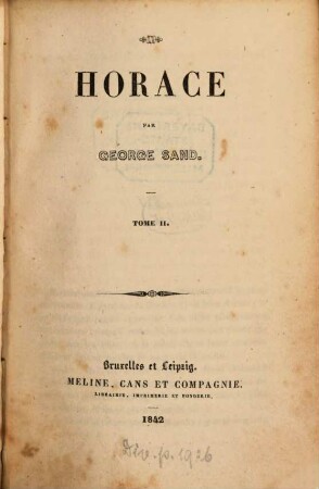 Horace : par George Sand, 2