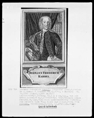 Hermann Friedrich Kahrel (1719-1787), 1762-1787 Professor derPhilosophie in Marburg
