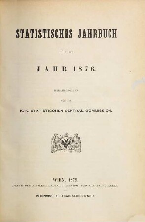 Statistisches Jahrbuch : für das Jahr .... 1876 (1879)
