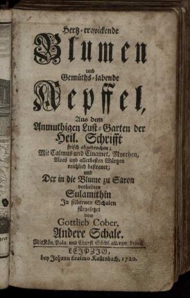2: Hertz-erqvickende Blumen und Gemüths-labende Aepffel. Andere Schale